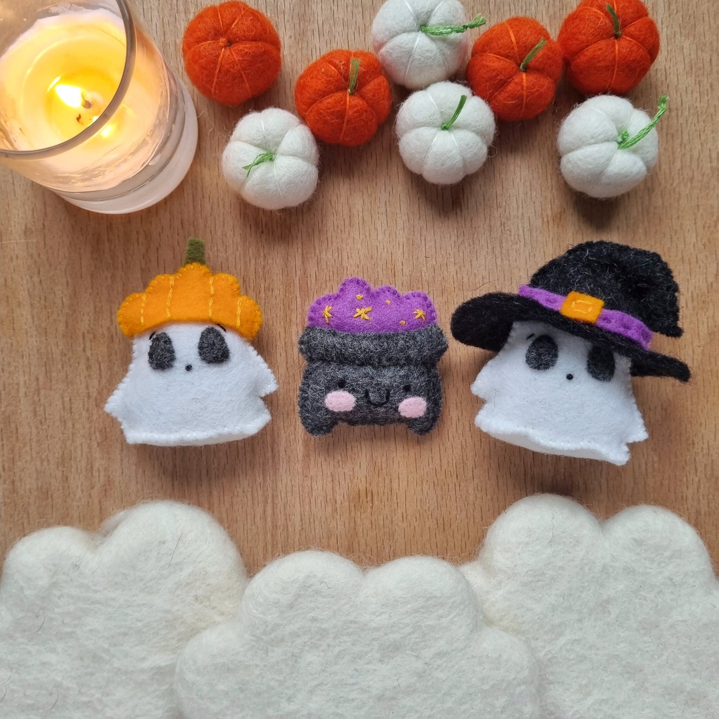 Magical Ghost Friends and a happy Cauldron PDF Pattern. Halloween project