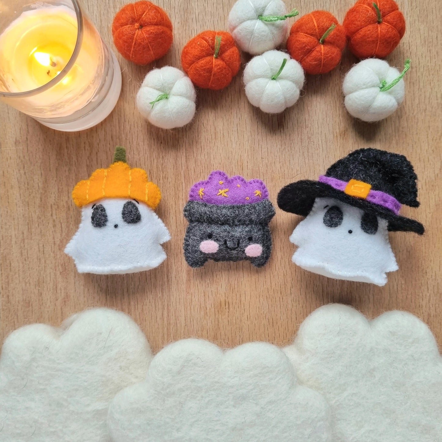 Magical Ghost Friends and a happy Cauldron PDF Pattern. Halloween project