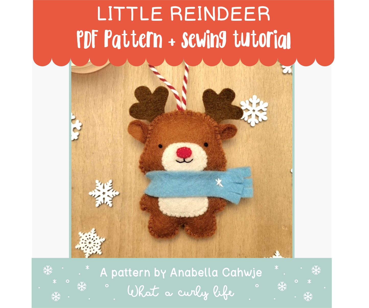 Little Reindeer Felt Ornament PDF pattern + Illustrated tutorials