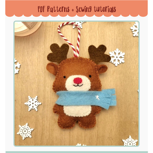 Little Reindeer Felt Ornament PDF pattern + Illustrated tutorials