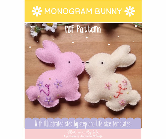 Monogram Easter Bunny Illustrated Tutorial and PDF Pattern + bonus patterns