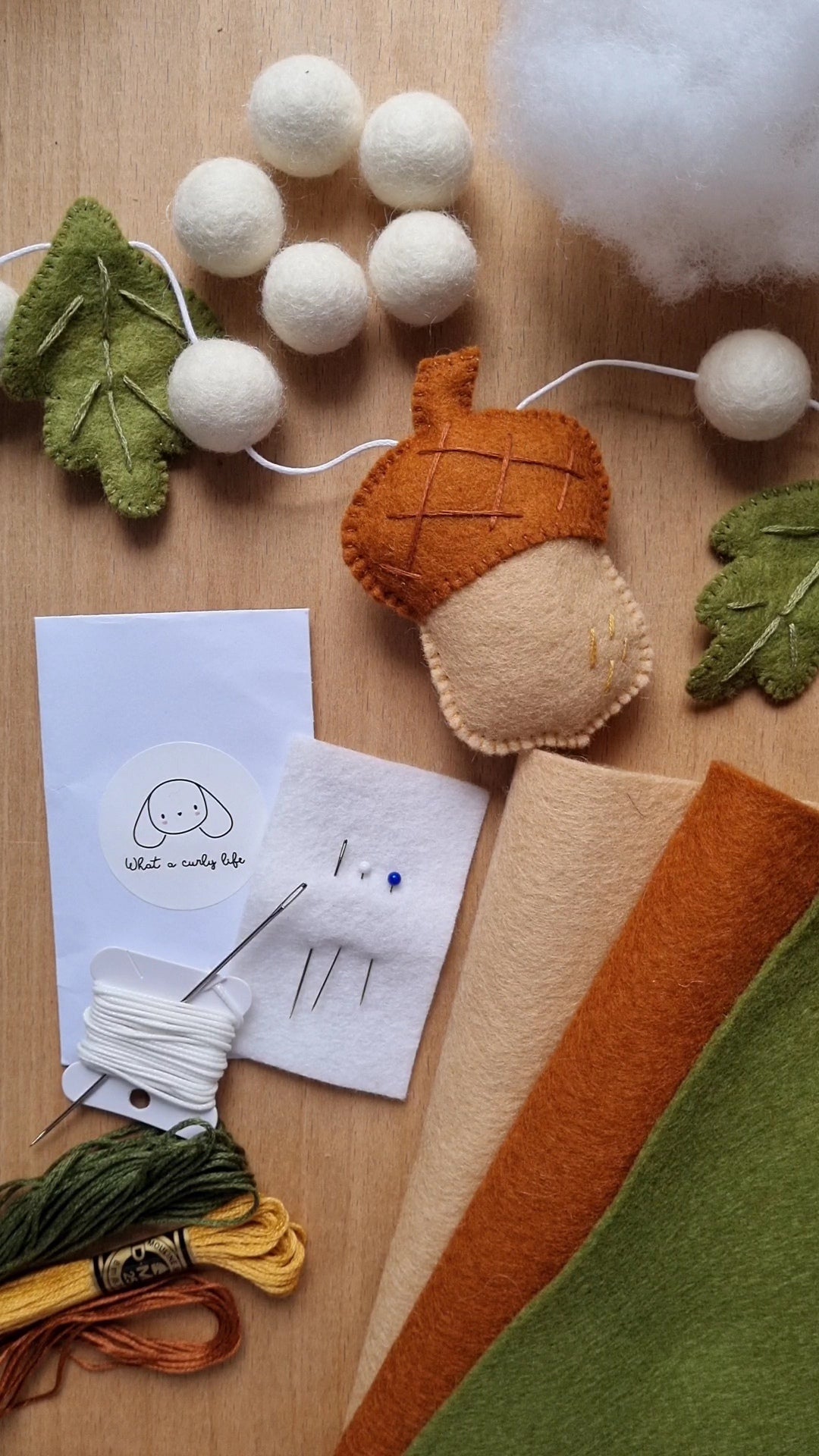 DIY sewing KIT Felt acorn garland