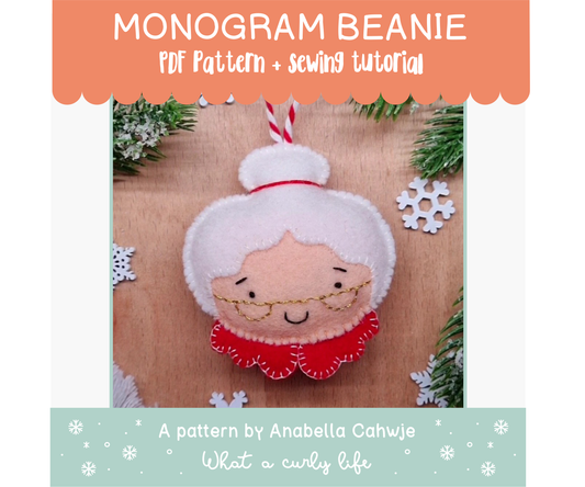 Mrs. Claus Felt Ornament PDF pattern + Illustrated tutorials