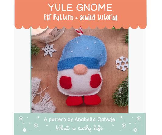 Yule Gnome Felt Ornament PDF pattern + Illustrated tutorials