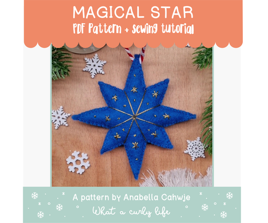 Magical Star Felt Ornament PDF pattern + Illustrated tutorials