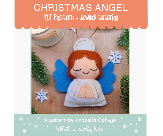 Christmas Angel Felt Ornament PDF pattern + Illustrated tutorial