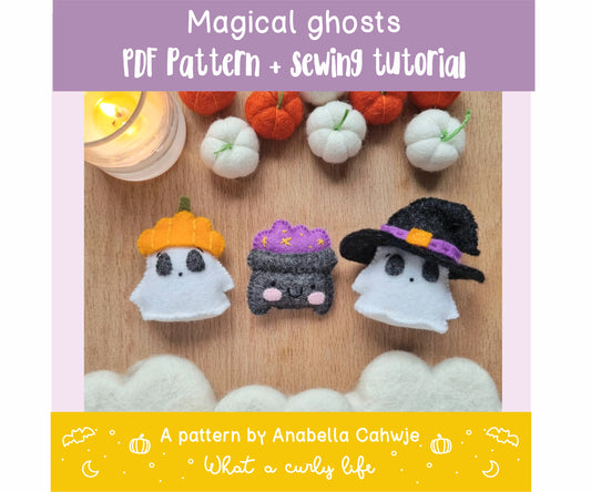 Magical Ghost Friends and a happy Cauldron PDF Pattern. Halloween project