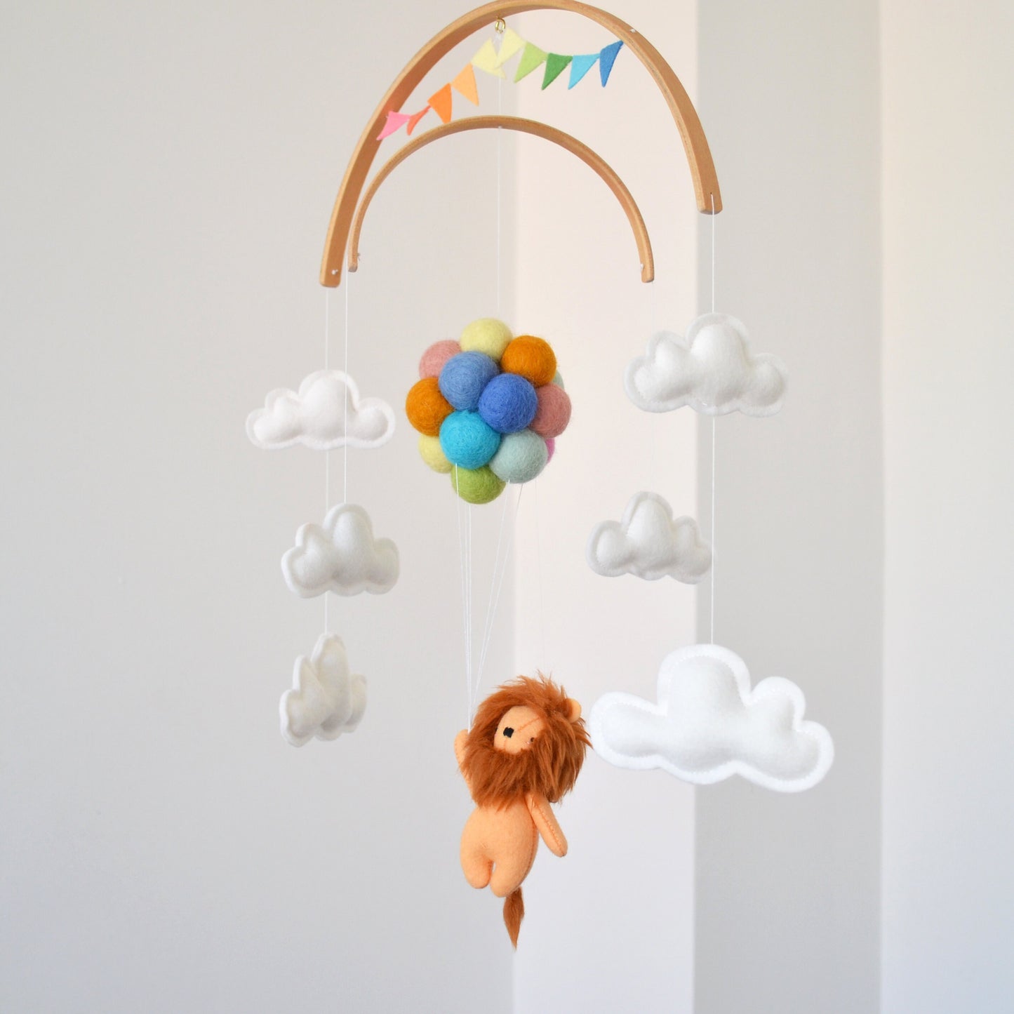 Lion flying Pastel Rainbow Balloons
