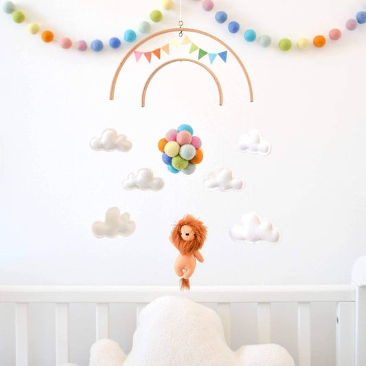 Lion flying Pastel Rainbow Balloons