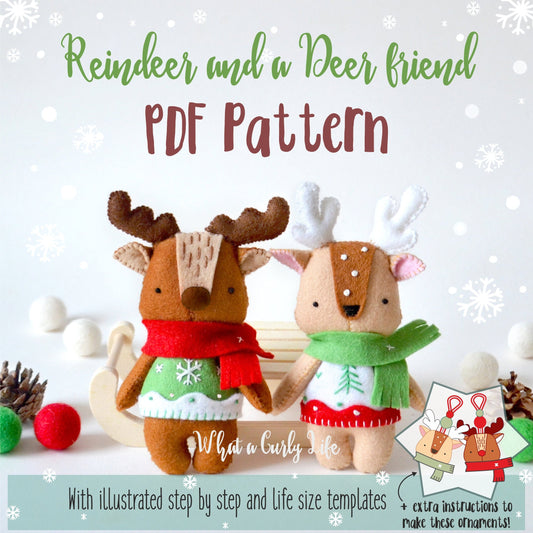 Reindeer and Deer PDF Pattern + tutorial