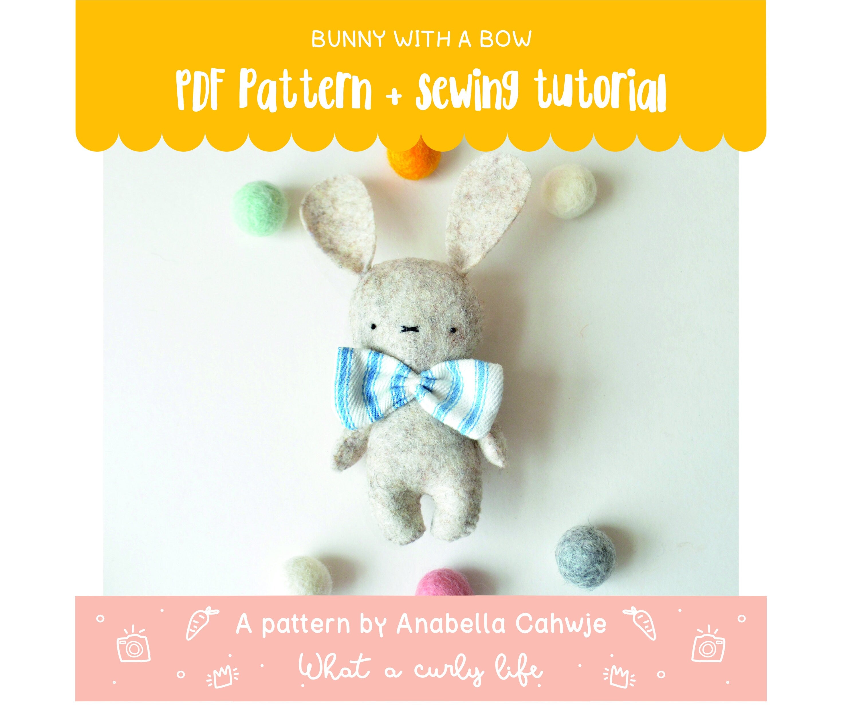Bunny with a bow PDF pattern + tutorial – What a Curly Life