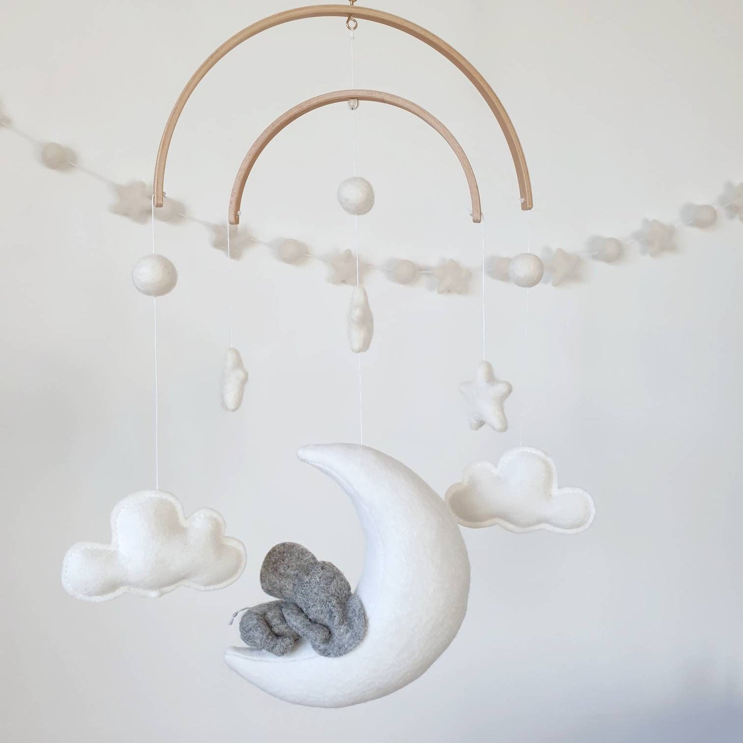Elephant Sleeping on Moon in light grey