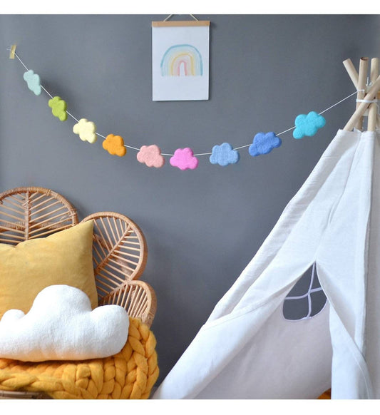 Clouds garland in pastel tones